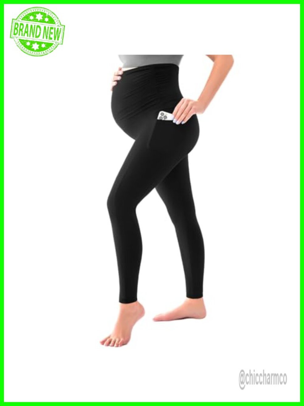 Maternity leggings with pockets over belly yoga pants